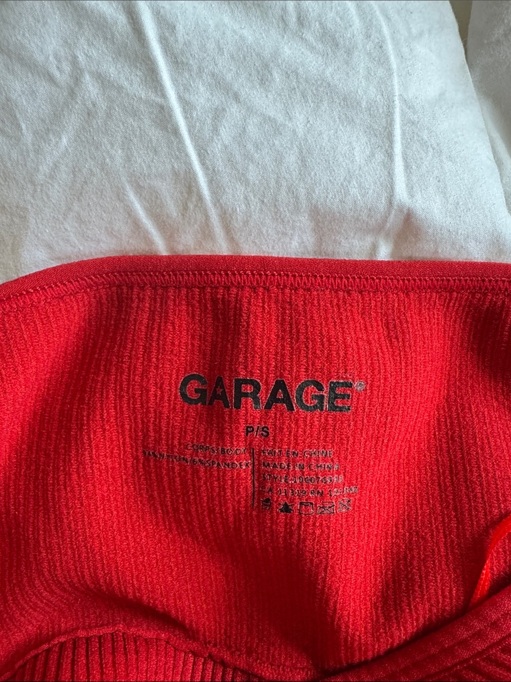 Garage Red Ribbed Cross-Front Crop Top - Picture 3 of 3